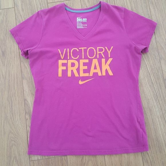 Nike Tops - Nike dri fit v-neck purple graphic t-shirt